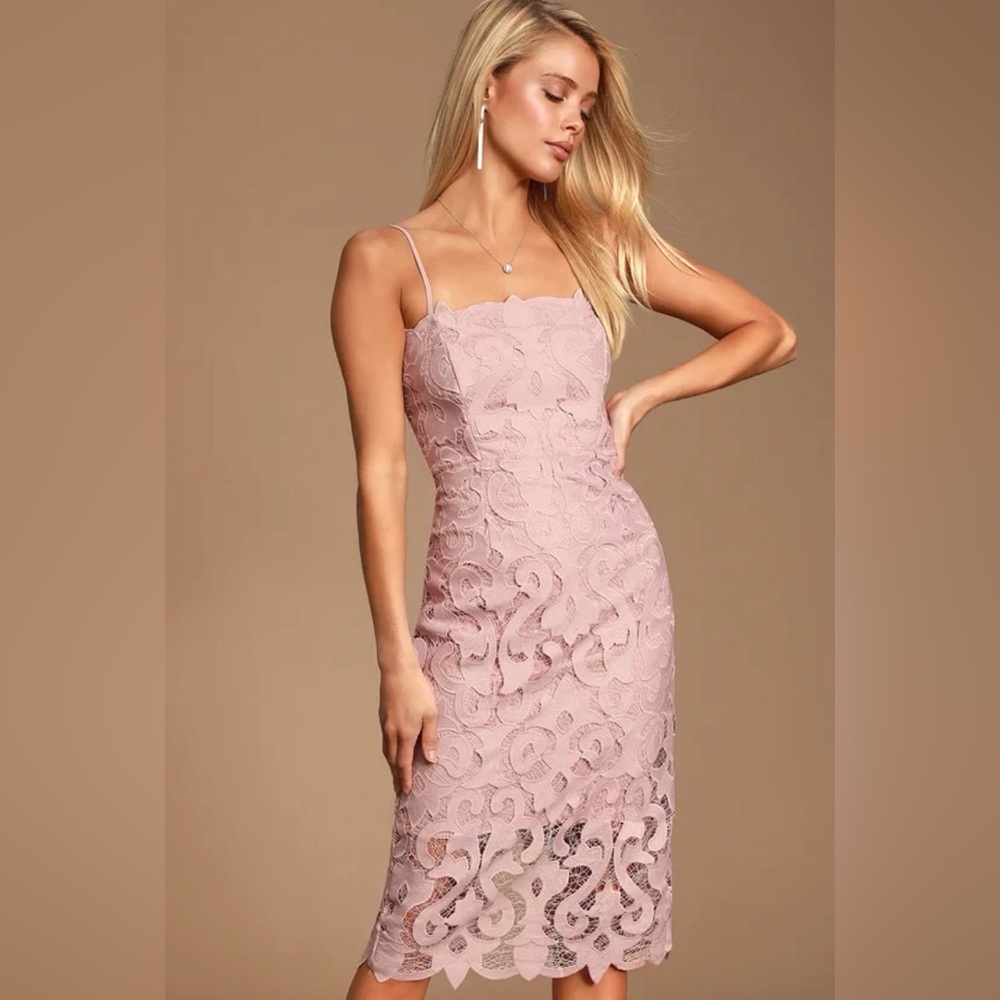 Bardot Lina Lace Midi Sheath Wedding Guest Dress